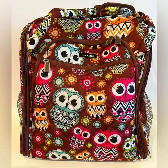 Rockland Owl Print Rolling Tote for Travel, Crafts or Storage - Picture 1 of 16